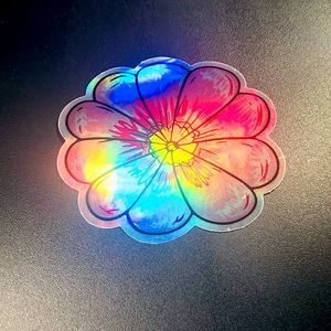 Metallic Flower Prismatic Reflective Single Decor Sticker